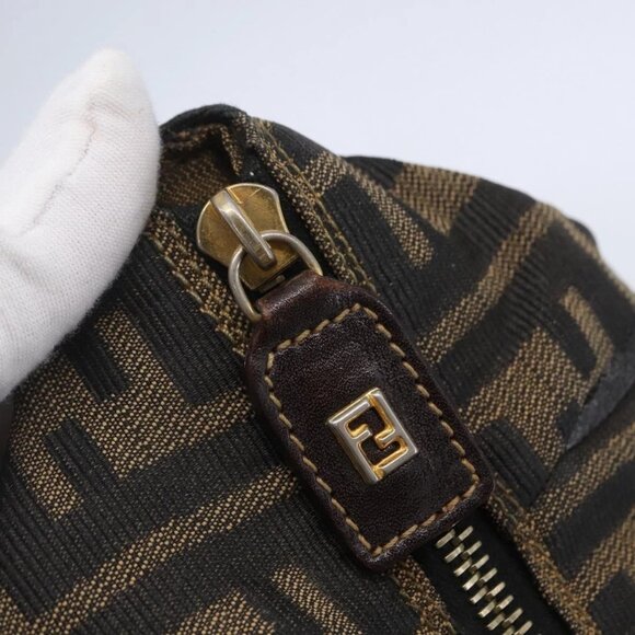 FENDI Zucca Canvas Vanity Hand Bag Black Brown Auth 144977 - Picture 10 of 16